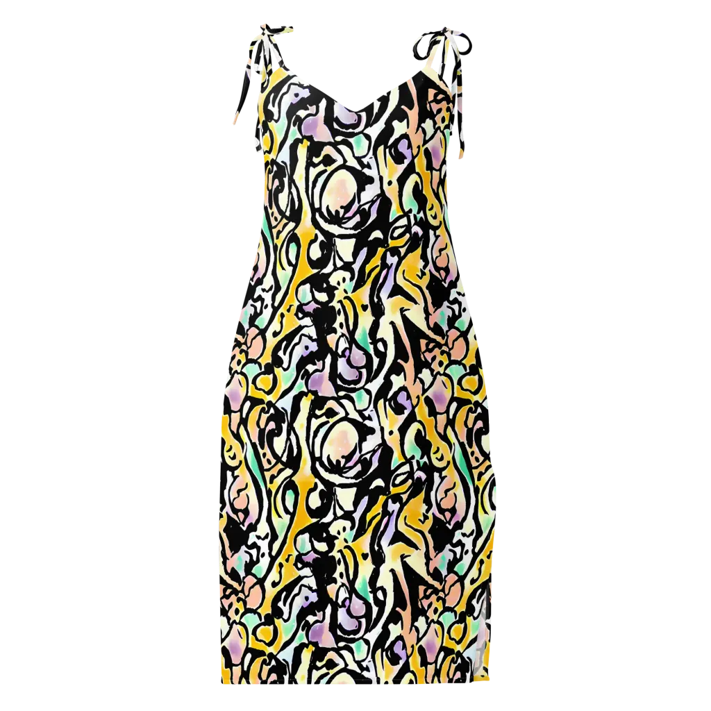 Pastel Ink Riot on Slip Dress — Front