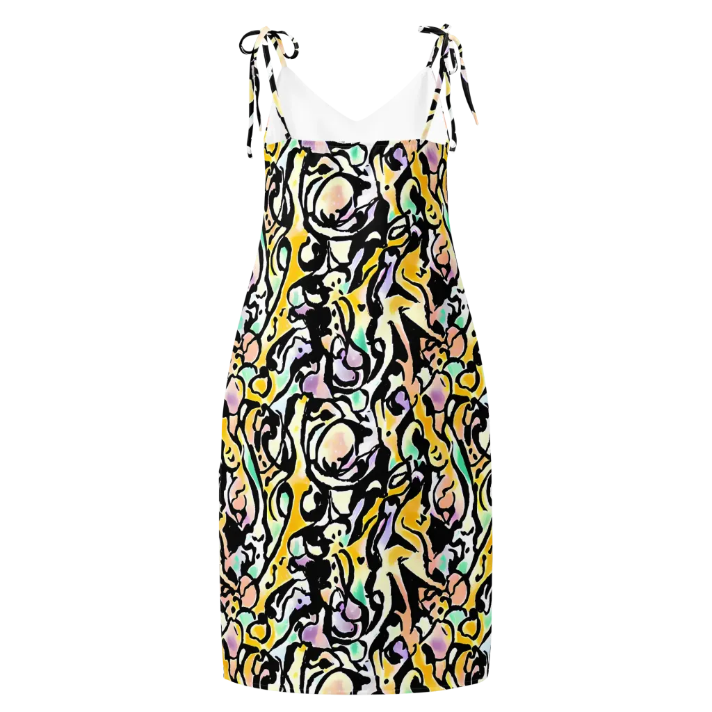 Pastel Ink Riot on Slip Dress — Back