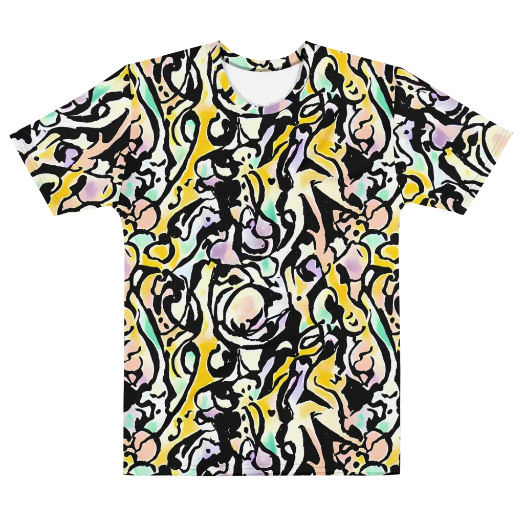 Pastel Ink Riot on Men's Cotton Crew Neck T-Shirt — Front