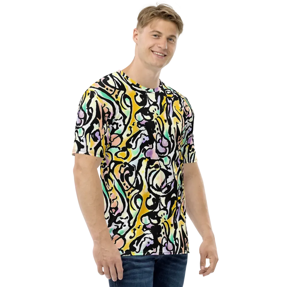 Pastel Ink Riot on Men's Crew Neck T-Shirt — Right