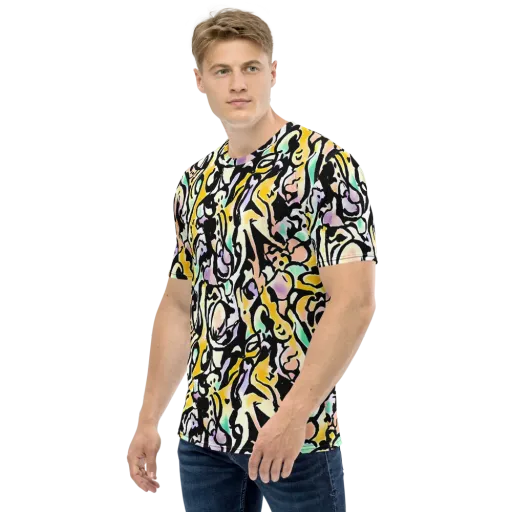 Pastel Ink Riot on a Men's Crew Neck T-Shirt