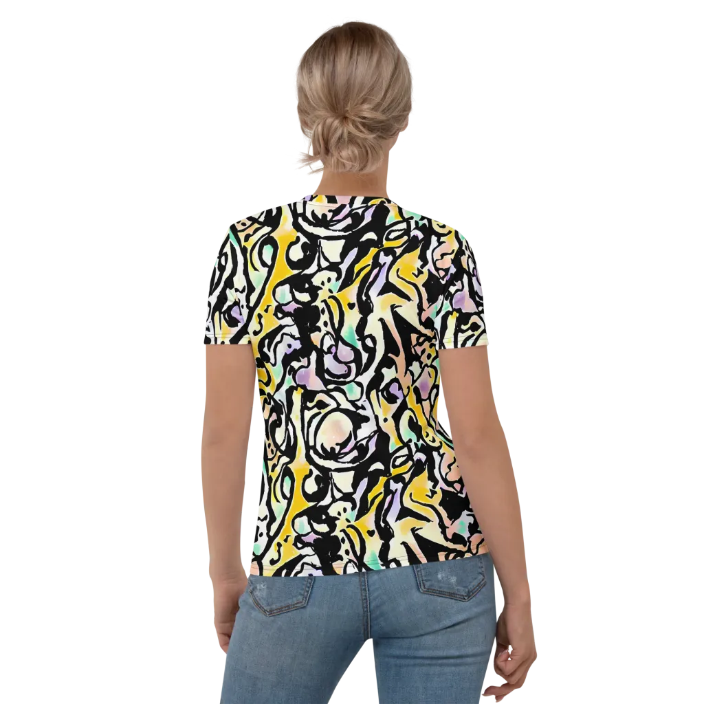 Pastel Ink Riot on Women's Crew Neck T-Shirt — Back