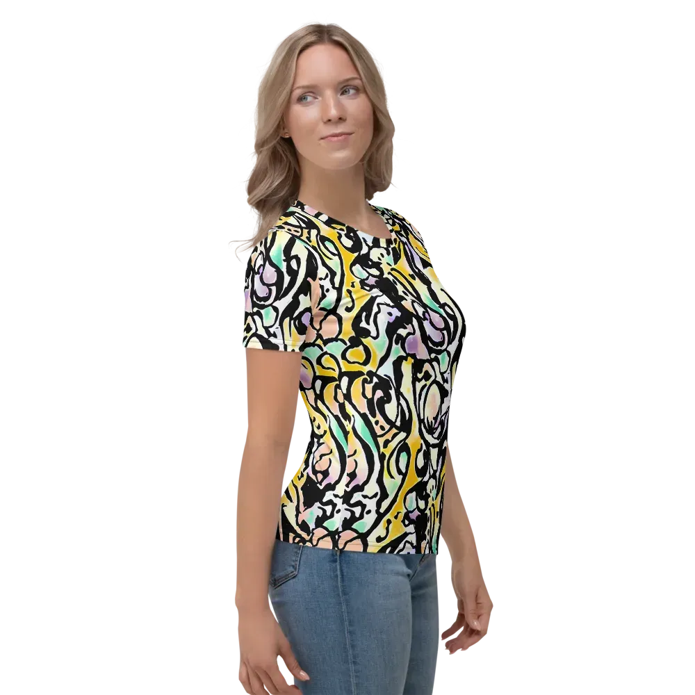 Pastel Ink Riot on Women's Crew Neck T-Shirt — Right