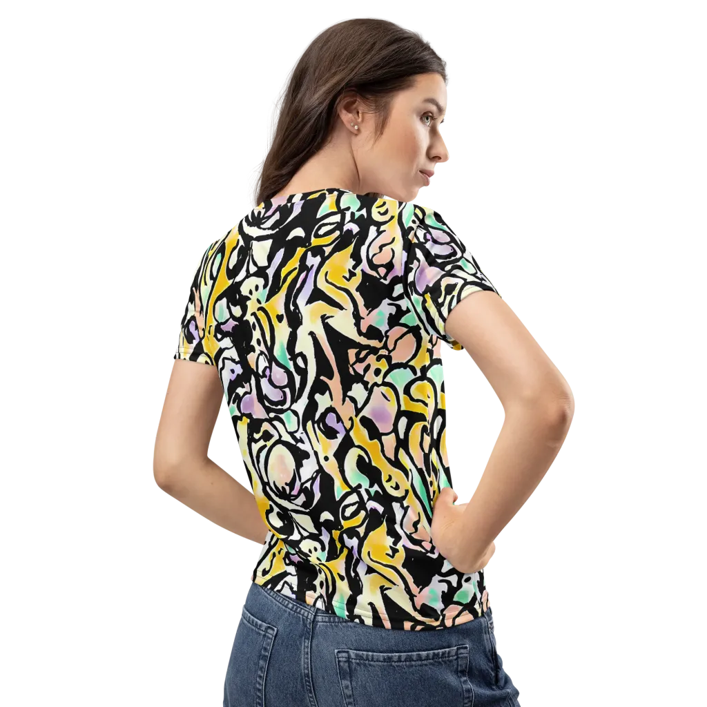 Pastel Ink Riot on Women's Crew Neck T-Shirt — Back