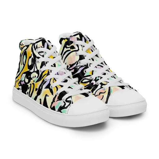 Pastel Ink Riot on a Women's High Top Canvas Shoes