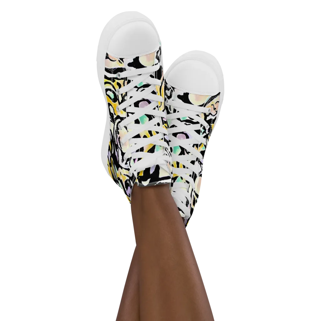 Pastel Ink Riot on Women's High Top Canvas Shoes — Front