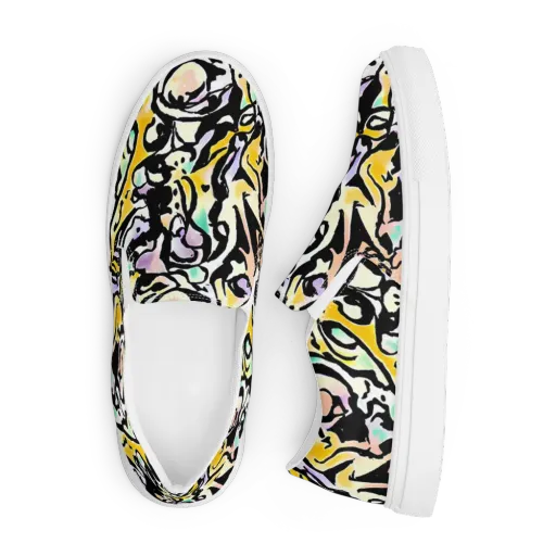 Pastel Ink Riot on a Men's Slip-On Canvas Shoes