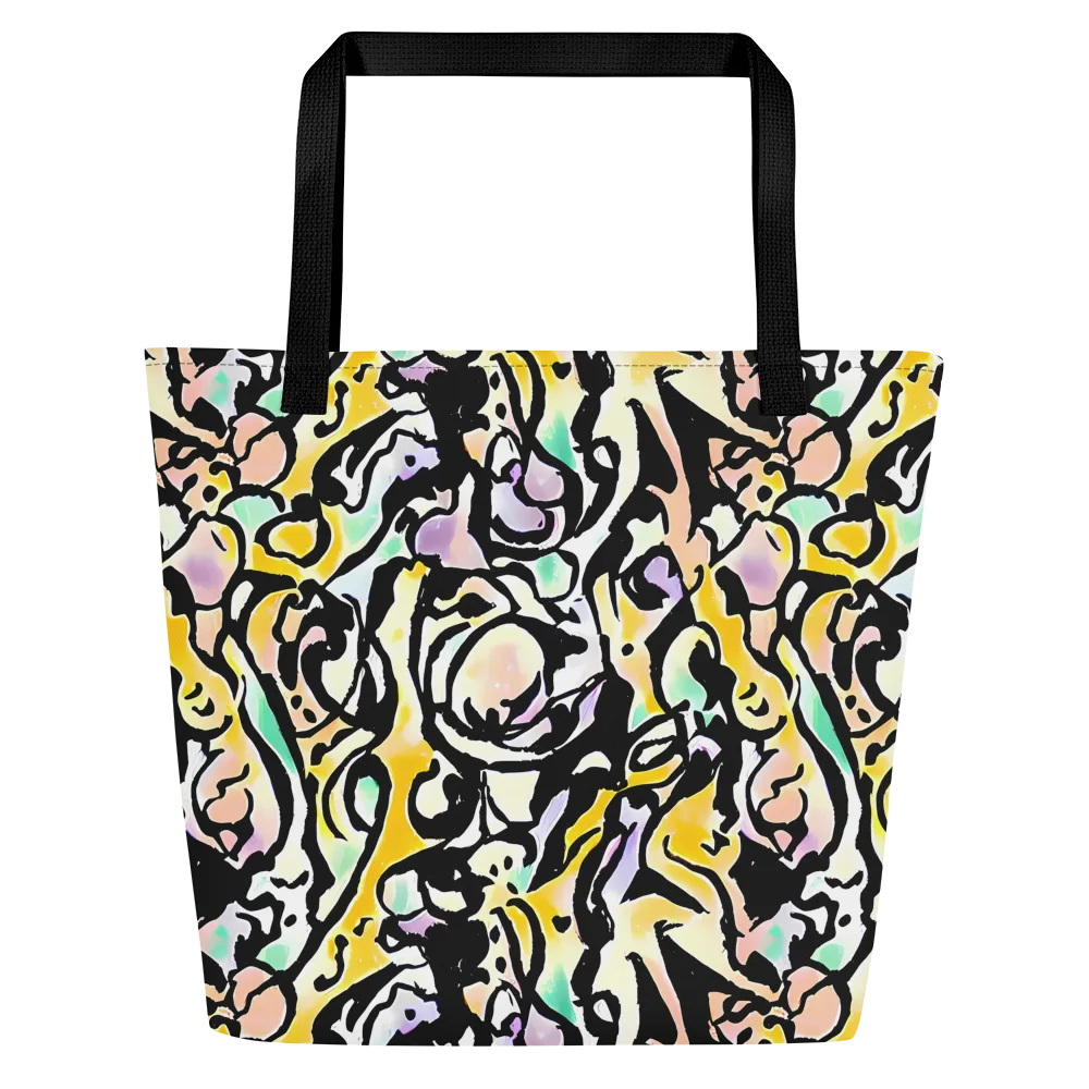 Pastel Ink Riot on Large Tote Bag W/ Pocket — Front