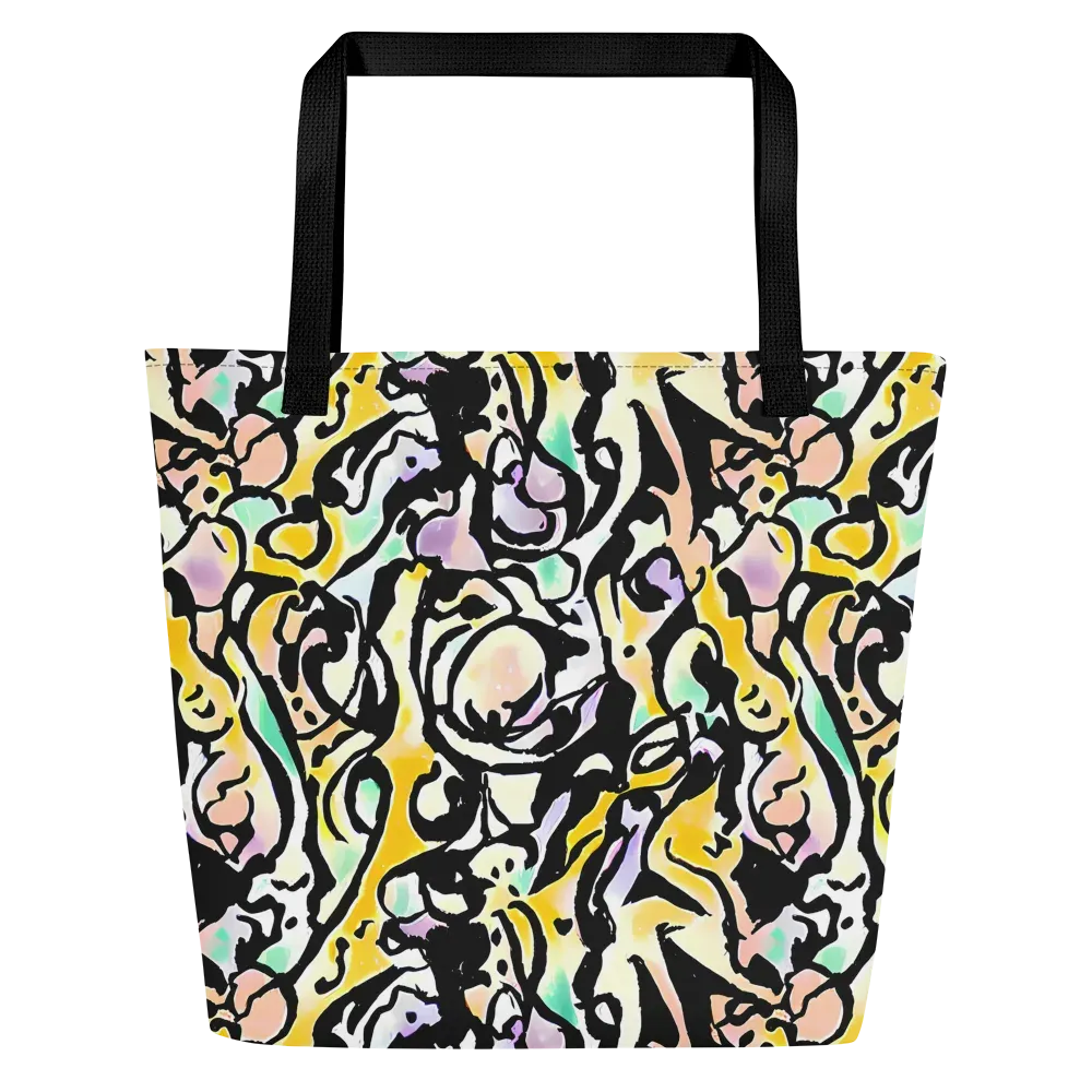 Pastel Ink Riot on Large Tote Bag W/ Pocket — Front
