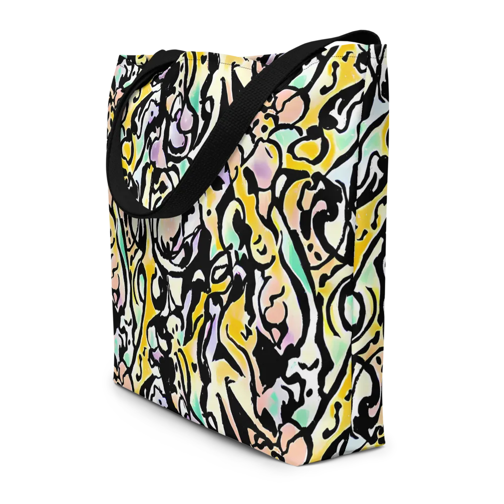 Pastel Ink Riot on Large Tote Bag W/ Pocket — Front