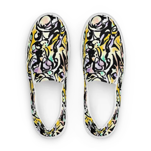 Pastel Ink Riot on a Women's Slip-On Canvas Shoes