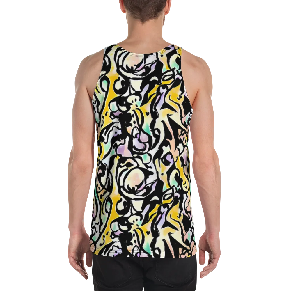 Pastel Ink Riot on Men's Tank Top — Back