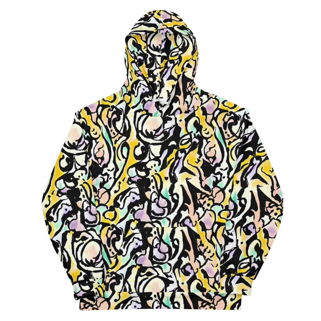 Pastel Ink Riot on Cotton Hoodie — Front