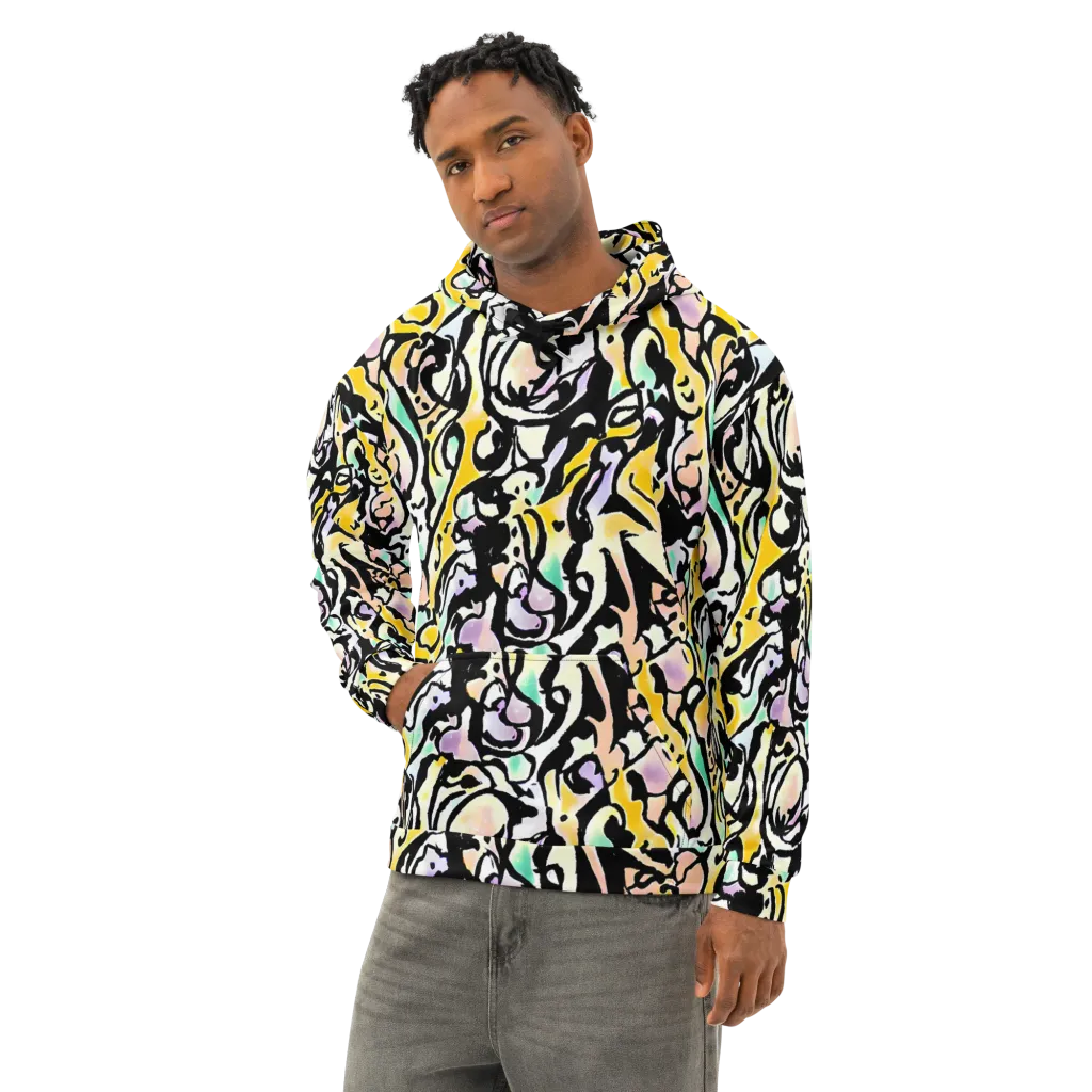 Pastel Ink Riot on Cotton Hoodie — Left Front