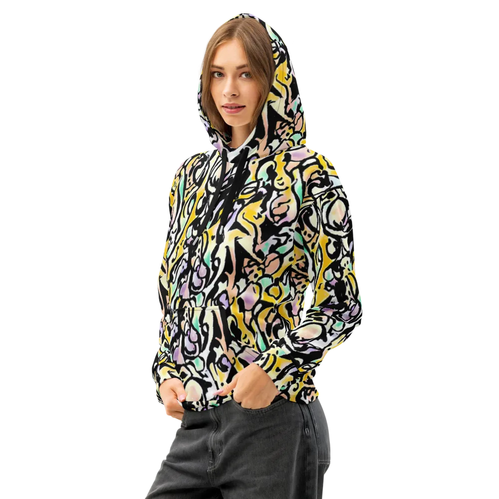 Pastel Ink Riot on Cotton Hoodie — Left Front