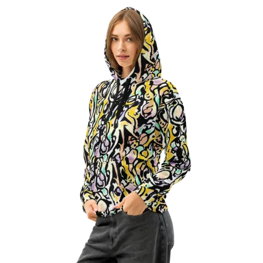 Pastel Ink Riot on a Cotton Hoodie
