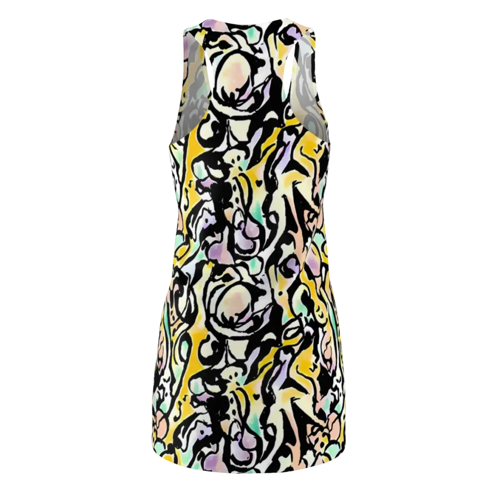 Pastel Ink Riot on Racerback Dress — Back