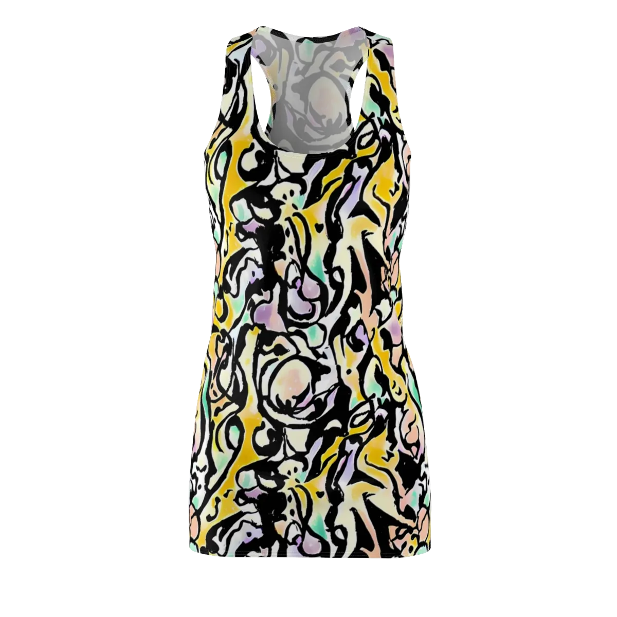 Pastel Ink Riot on Racerback Dress — Front