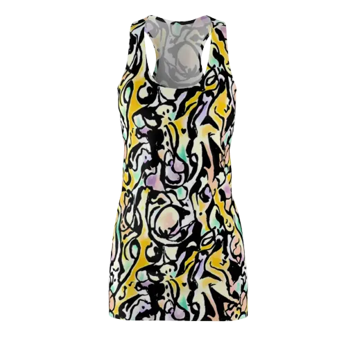 Pastel Ink Riot on a Racerback Dress