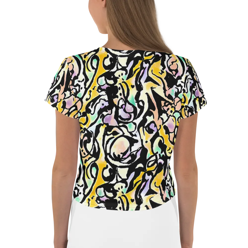 Pastel Ink Riot on Crop Tee — Back