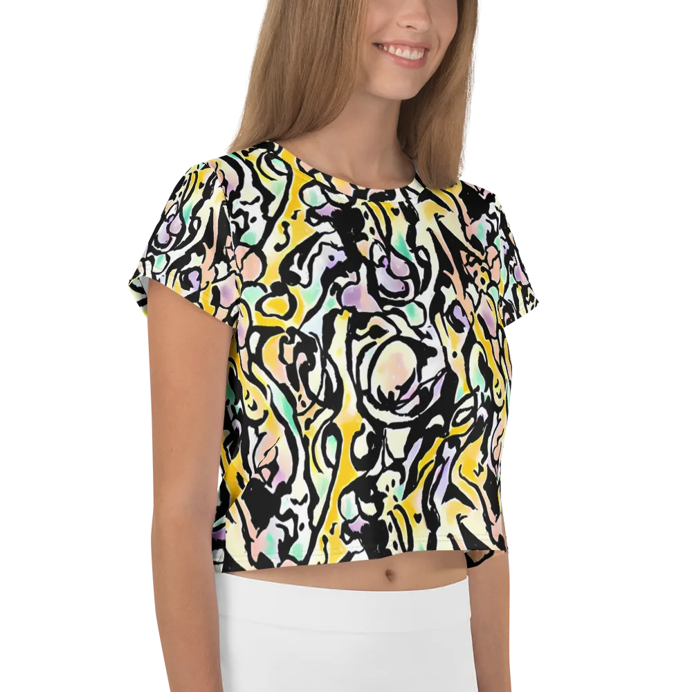 Pastel Ink Riot on Crop Tee — Right