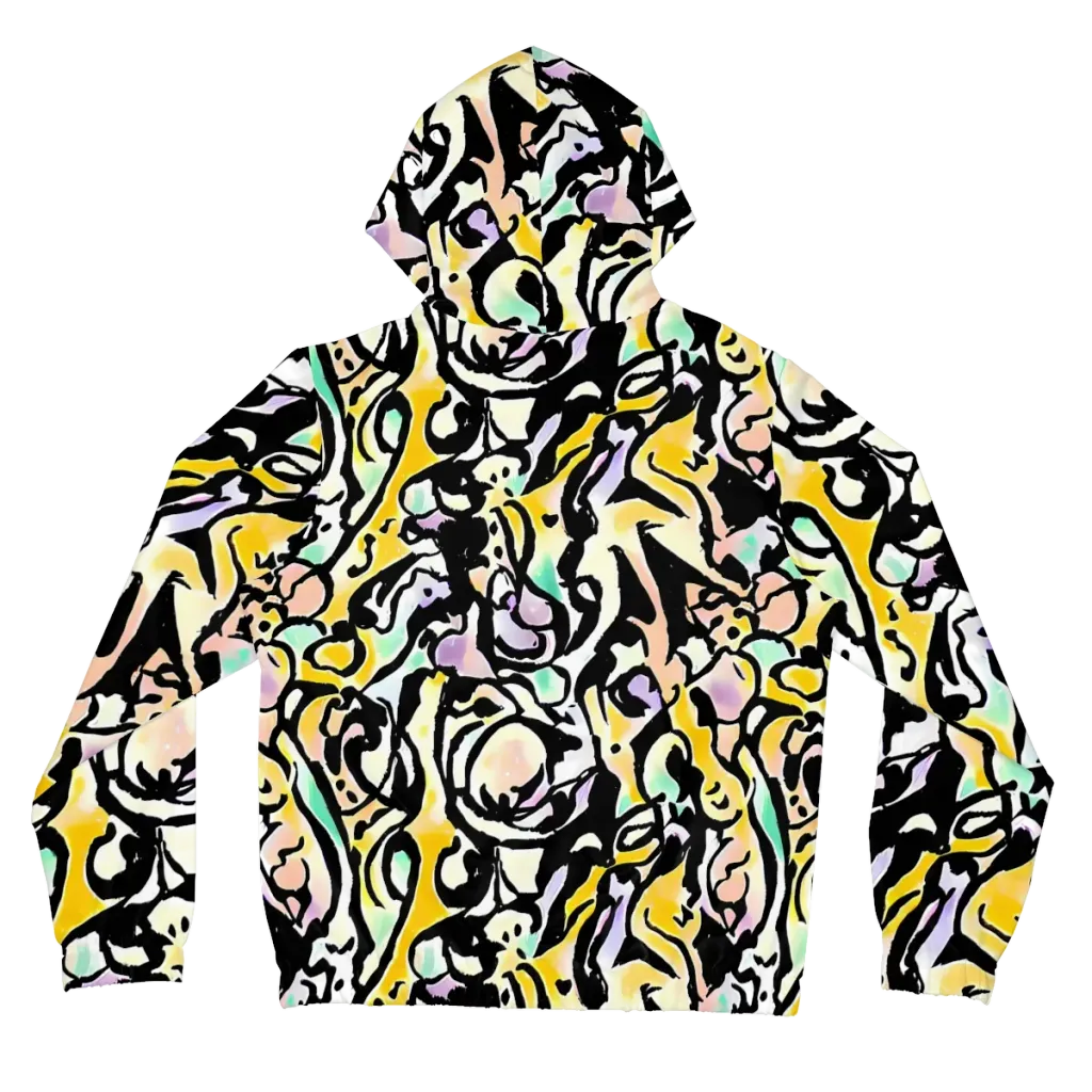 Pastel Ink Riot on Women's Full-Zip Hoodie — Back