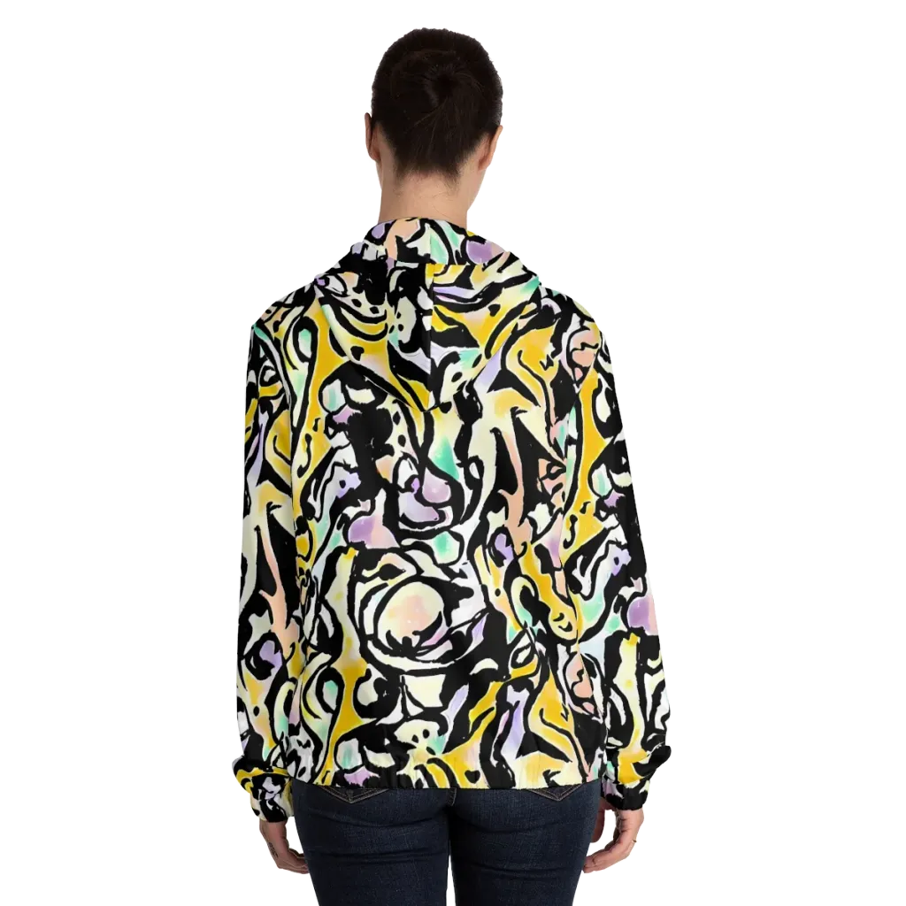 Pastel Ink Riot on Women's Full-Zip Hoodie — Back On Person