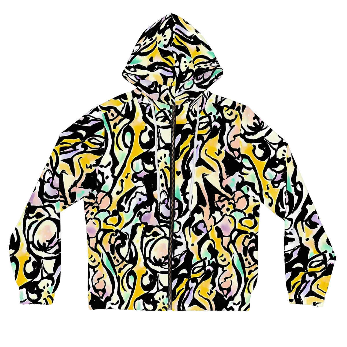 Pastel Ink Riot on Women's Full-Zip Hoodie — Front