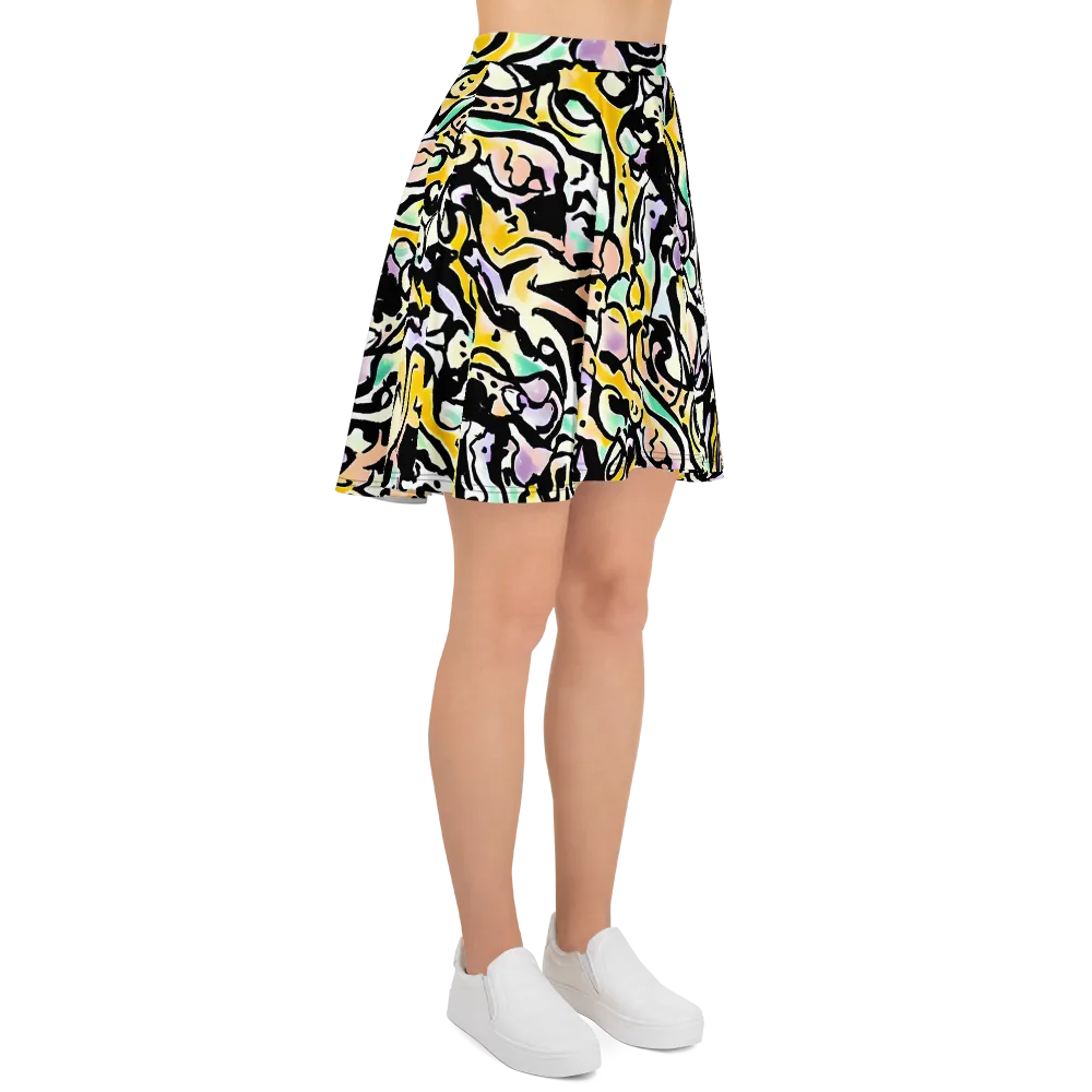 Pastel Ink Riot on Skater Skirt — Right