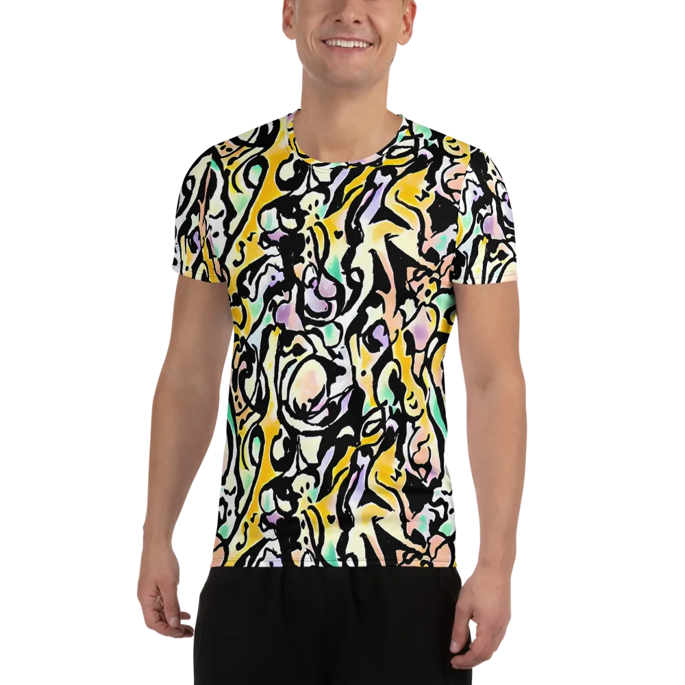 Pastel Ink Riot on Men's Athletic T-Shirt — Front