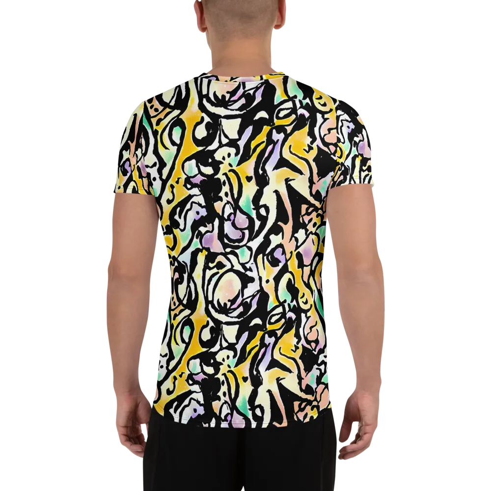 Pastel Ink Riot on Men's Athletic T-Shirt — Back