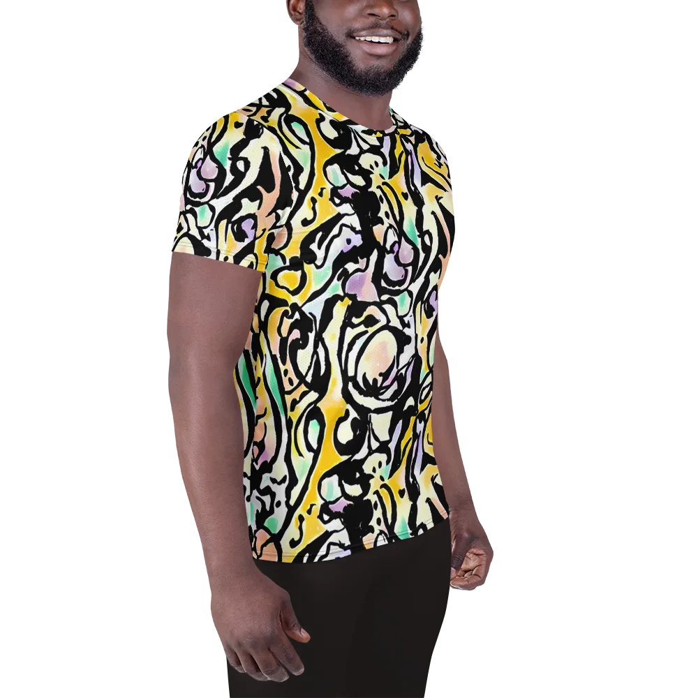 Pastel Ink Riot on Men's Athletic T-Shirt — Right
