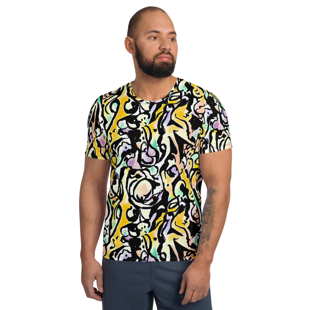 Pastel Ink Riot on Men's Athletic T-Shirt — Front