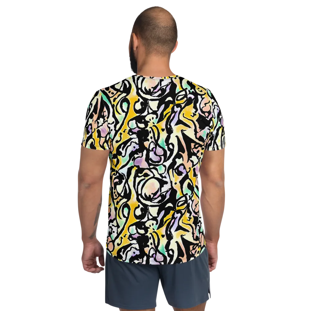 Pastel Ink Riot on Men's Athletic T-Shirt — Back