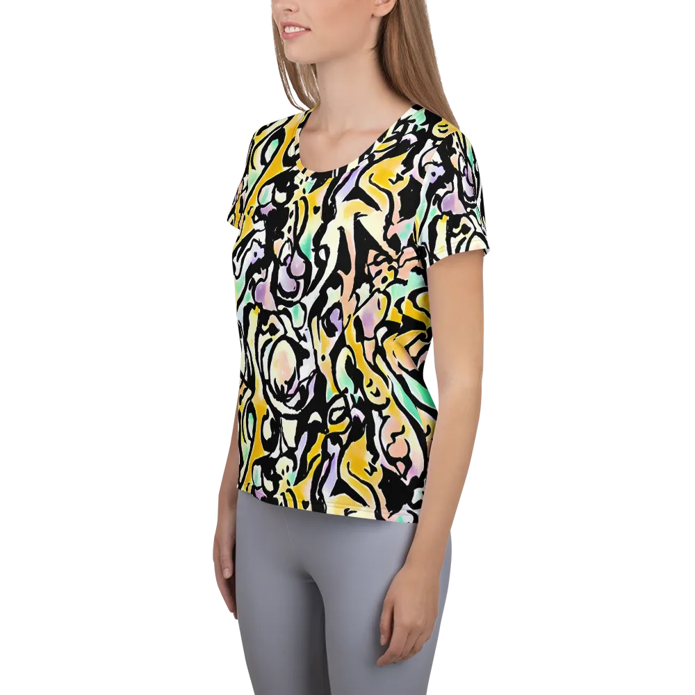 Pastel Ink Riot on Women's Athletic T-Shirt — Left