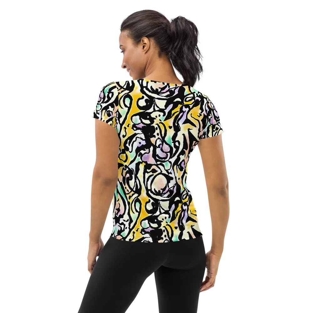 Pastel Ink Riot on Women's Athletic T-Shirt — Back