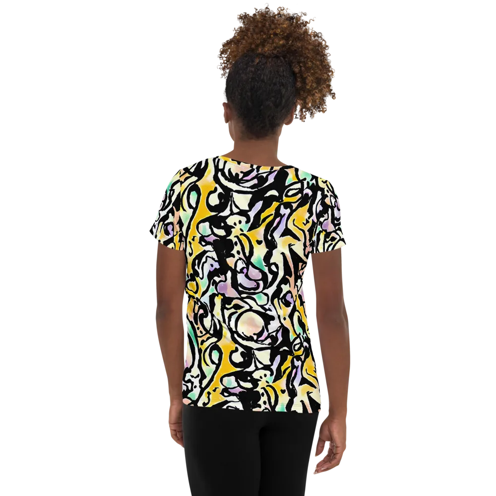 Pastel Ink Riot on Women's Athletic T-Shirt — Back
