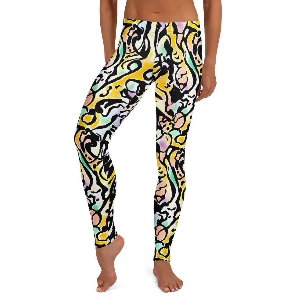 Pastel Ink Riot on Leggings — Front
