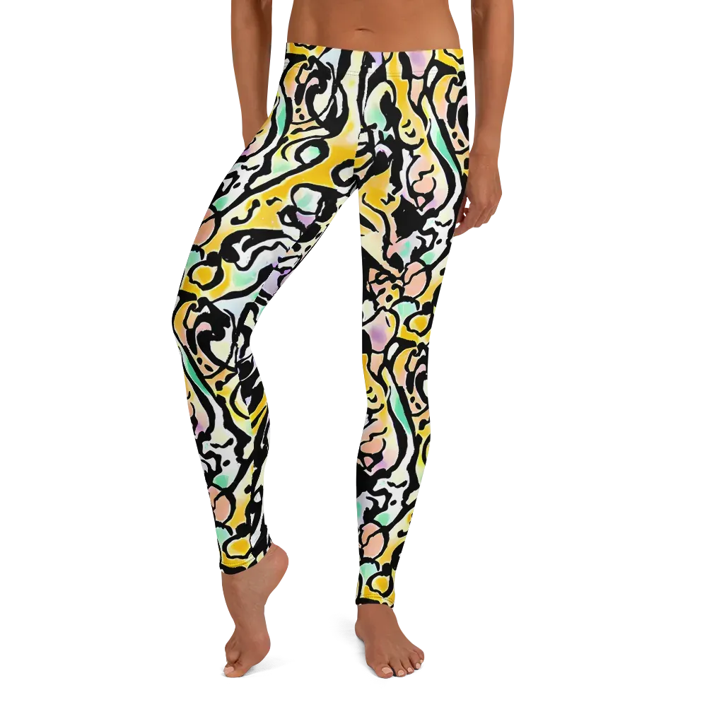 Pastel Ink Riot on Leggings — Front