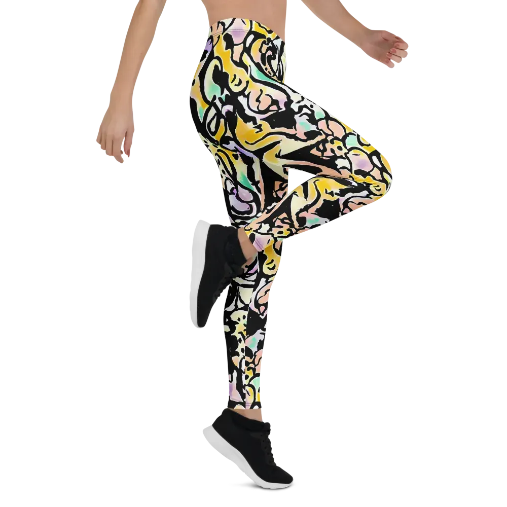 Pastel Ink Riot on Leggings — Right