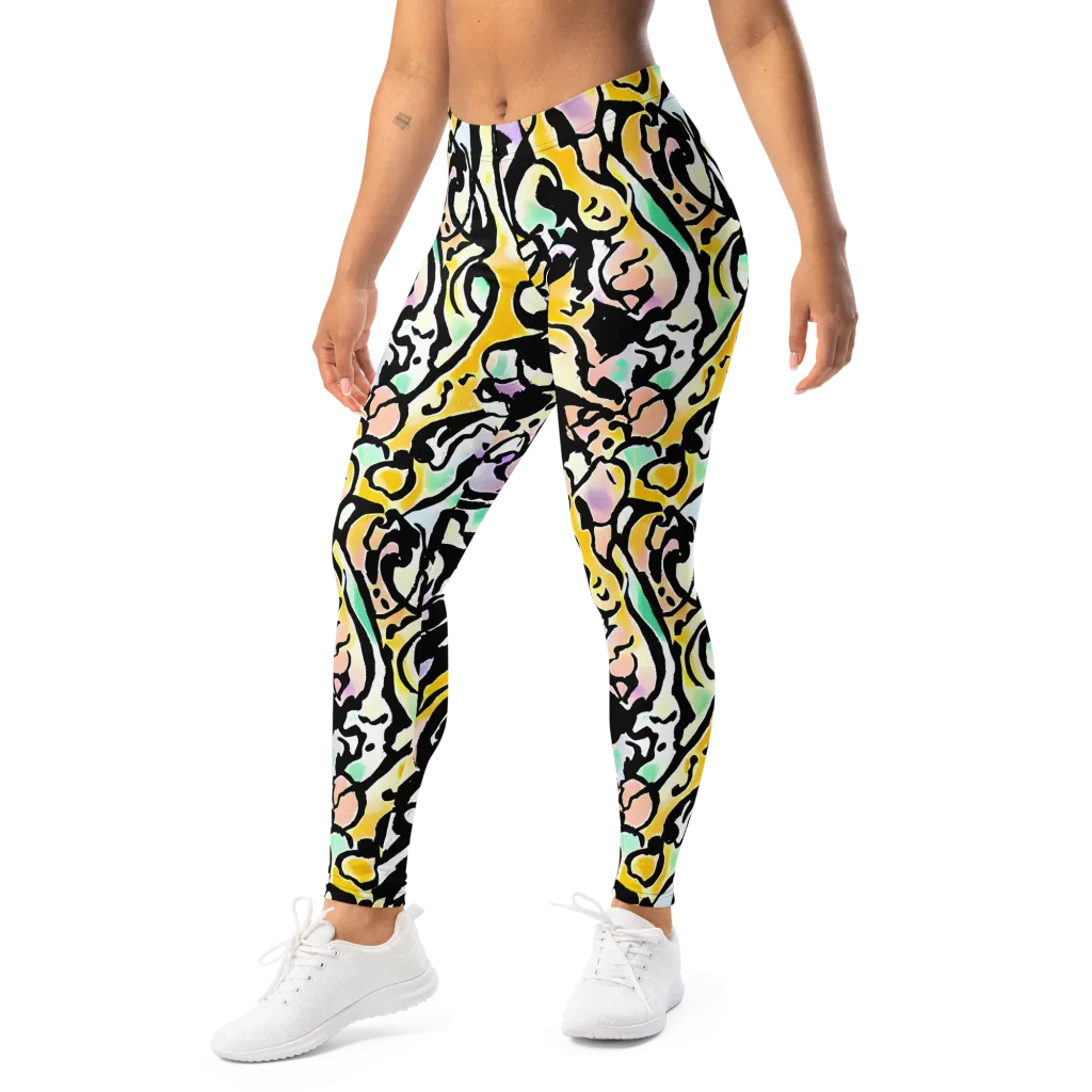 Pastel Ink Riot on Leggings — Left Front