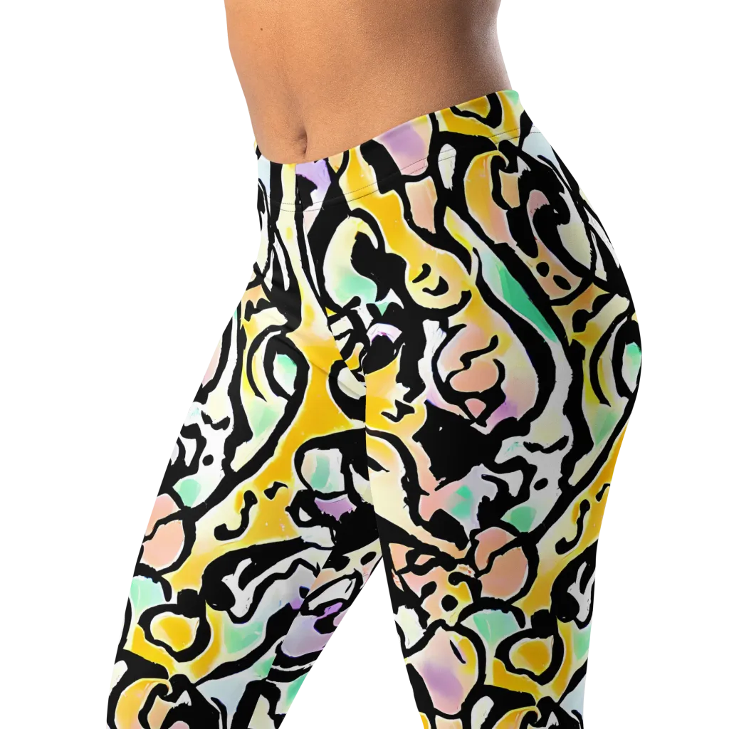 Pastel Ink Riot on Leggings — Left Front
