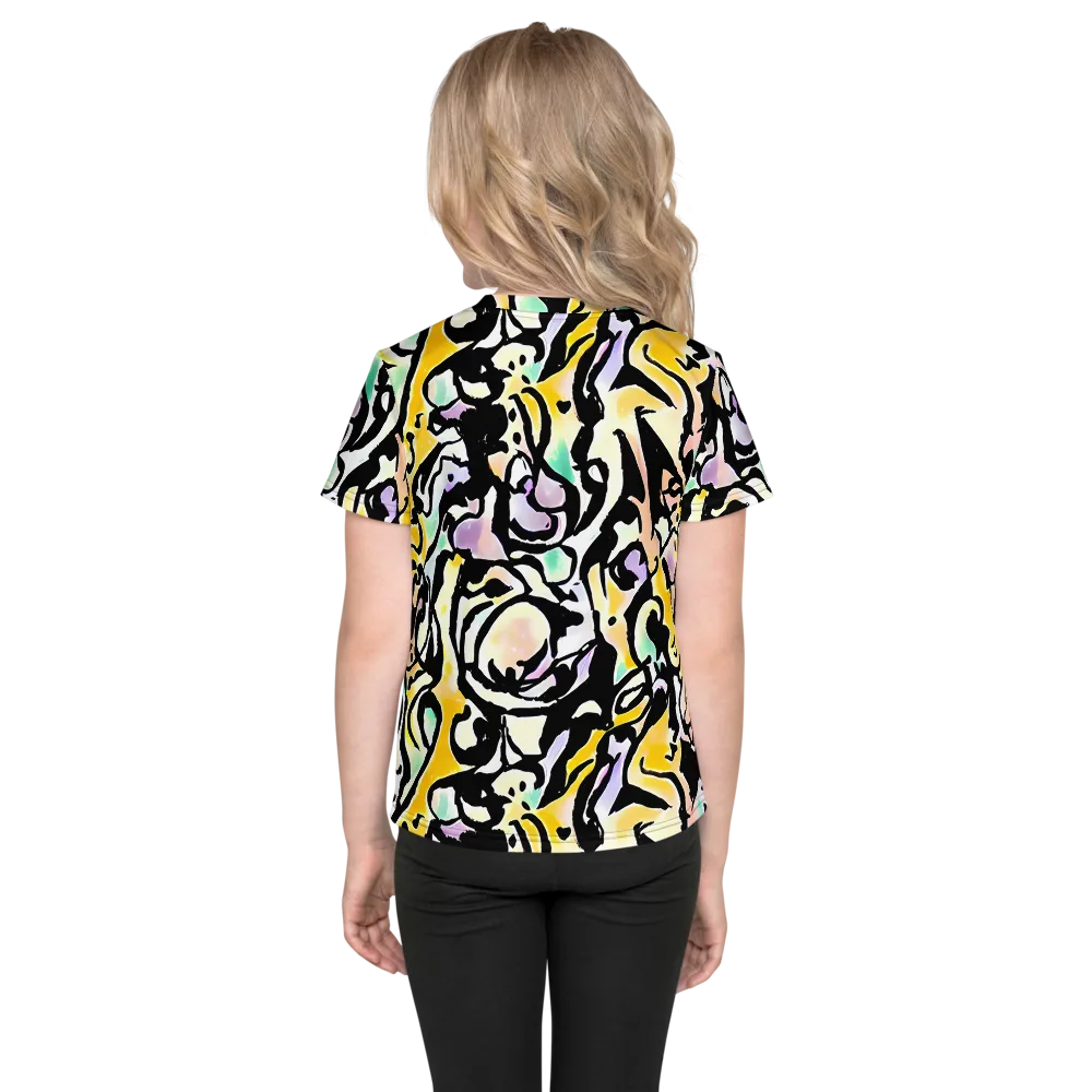 Pastel Ink Riot on Kids Crew Neck T-Shirt — Back