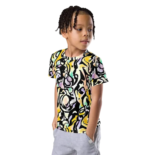 Pastel Ink Riot on a Kids Crew Neck T-Shirt