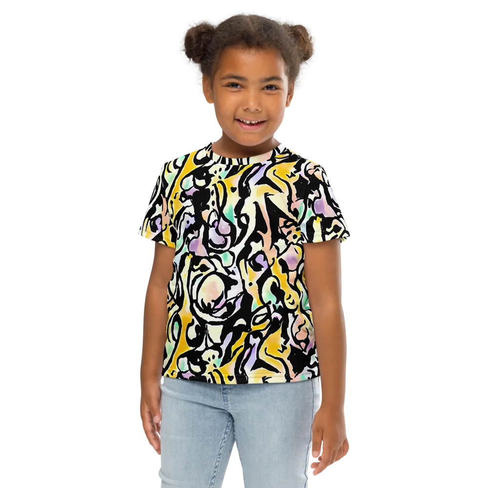 Pastel Ink Riot on Kids Crew Neck T-Shirt — Front