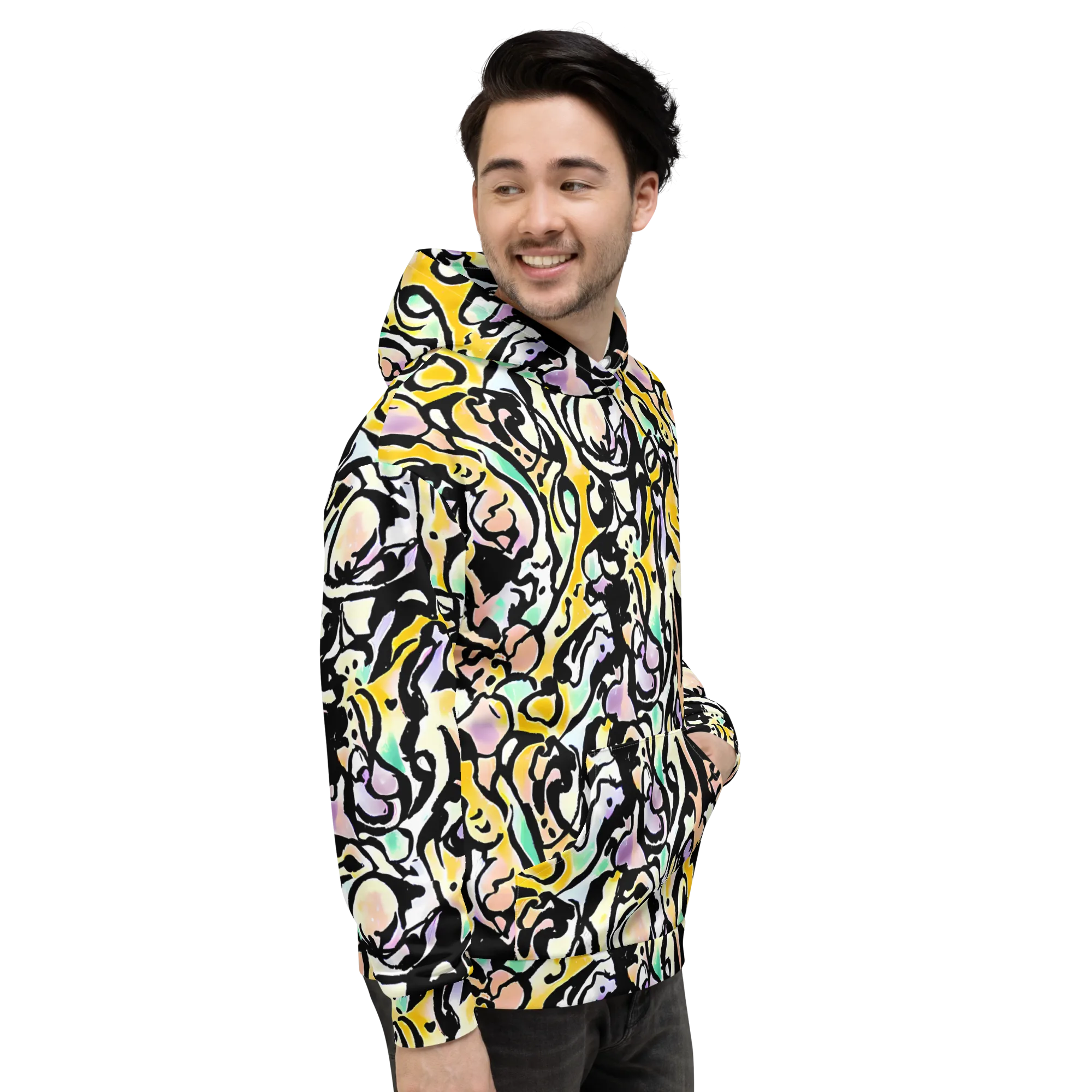 Pastel Ink Riot on Hoodie — Right
