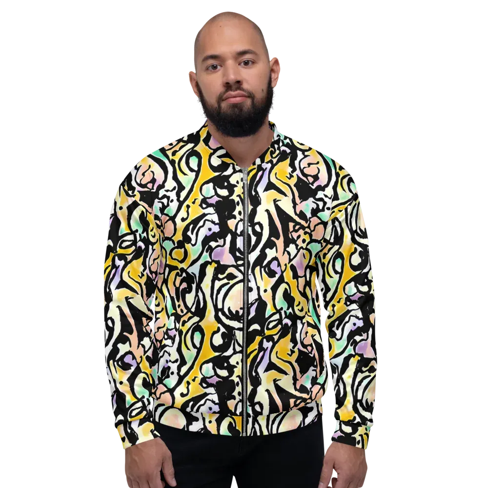 Pastel Ink Riot on Bomber Jacket — Front