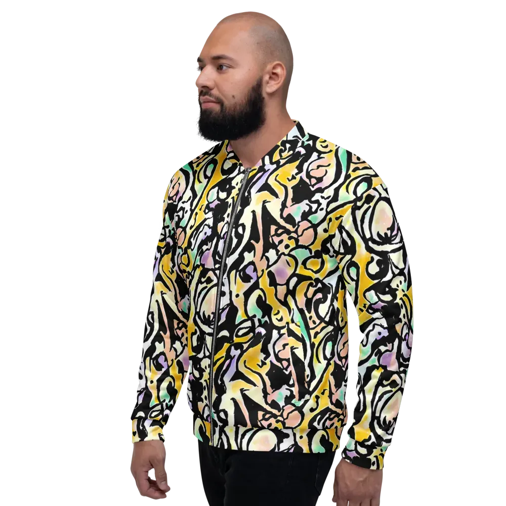 Pastel Ink Riot on Bomber Jacket — Left