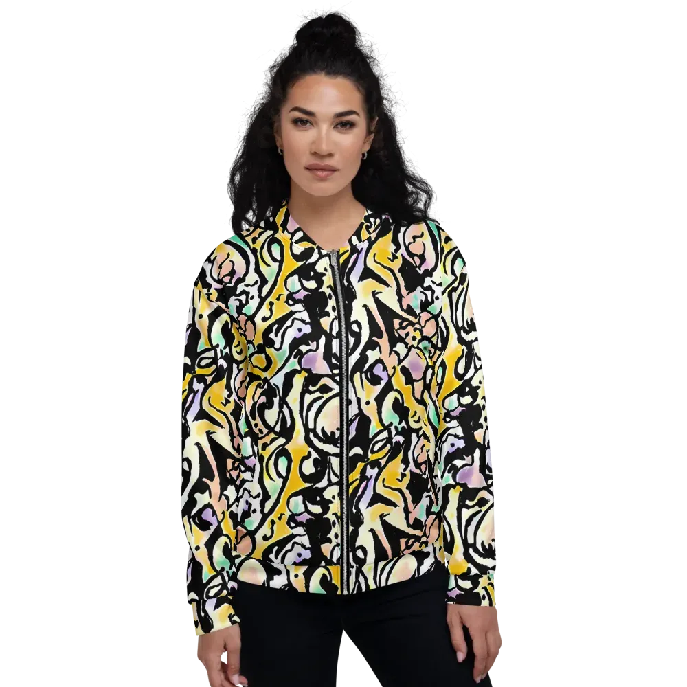 Pastel Ink Riot on Bomber Jacket — Front