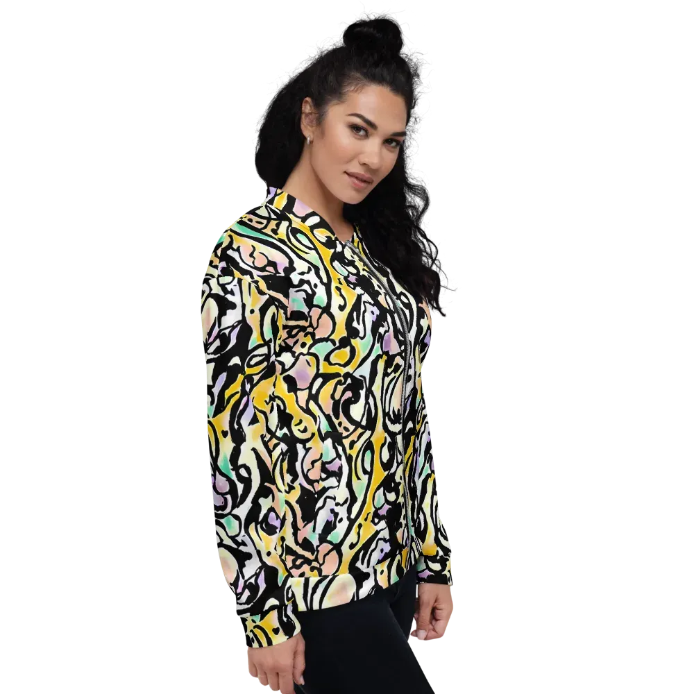 Pastel Ink Riot on Bomber Jacket — Right